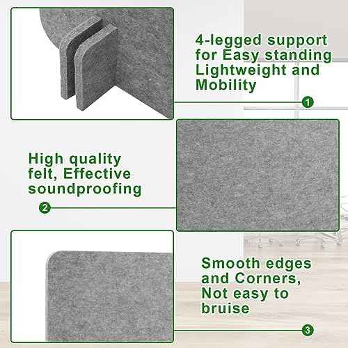6 Pcs Acoustic Desk Divider Partition Privacy Panel 24 x 24",Light Gray