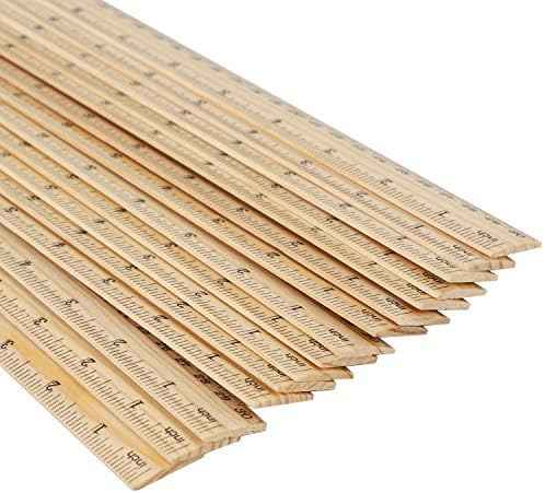 KINJOEK 36 Packs 12 Inch Wooden Rulers Double Sided Pine Wood School Ruler Measuring for Home, Student, Office Use, 2 Scale, 30 cm