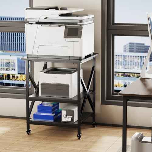 3 Tier Printer Stand, Large 23.6"x23.6" Printer Table with Wheels