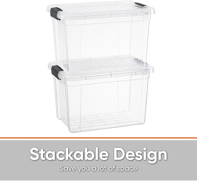 Superio Storage Bins with Lids- 2 Pack, 2.5 Qt Clear Boxes - Image 3