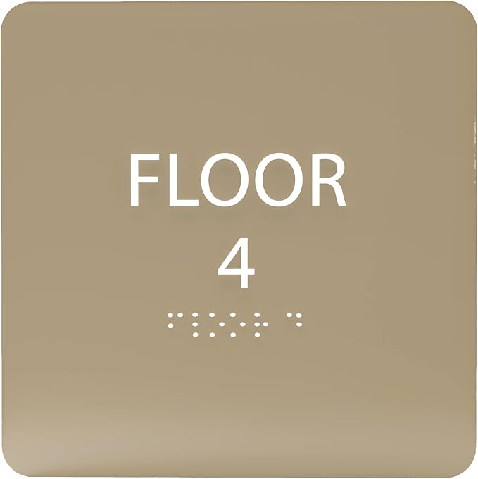 Light Brown ADA Floor 4 Sign by ADACentralSigns