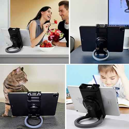 Tablet Stand - Compatible with iPad, iPad mini, and Most 6-Inch-13-Inch Tablets, Adjustable Commercial POS Holder with 360-Degree Swivel, for Retail, Classroom, Business, and Home, Black