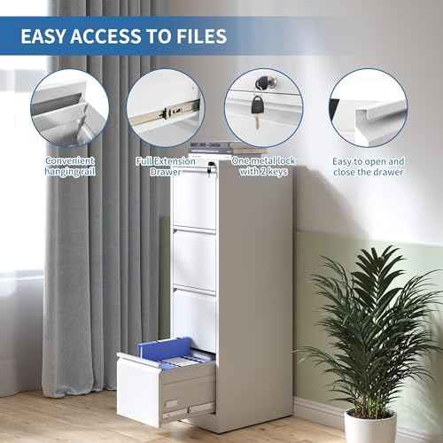 4 Drawer File Cabinet with Lock,Metal File Cabinet for Home Office