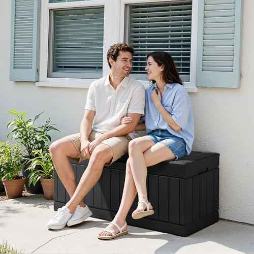 Devoko 78 Gallon Deck Box, Waterproof Resin Outdoor Storage Box