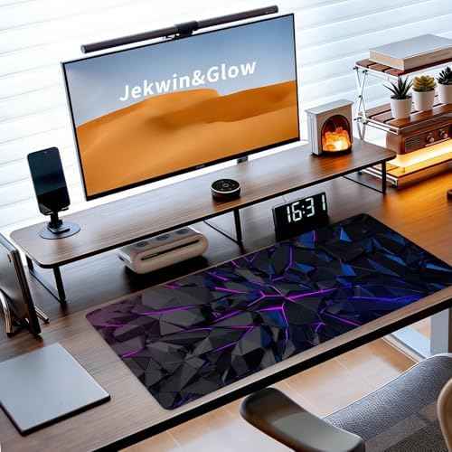 Gaming Mouse Pad, XL Extended Big Computer Mousepad, Large Mouse Pad for Desk with Non-Slip Rubber Base, Desk Mat, Keyboard Mat for PC, Office&Home, 31.5x11.8in, Geometric Neon