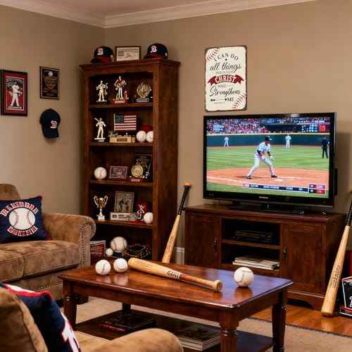 Vintage Baseball Wall Decor Sign - Retro 8x12 Inch Metal Tin Sign Sports Art Wall Decor Inspirational Gifts for Baseball Players Fans, Sports Bar, Boys Room, Man Cave