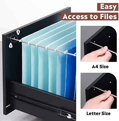 DEVAISE 3 Drawer Wood File Cabinet, Under Desk Filing Cabinet, Black
