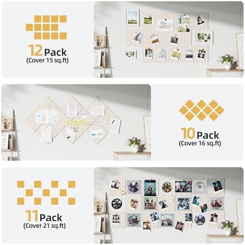 Large Cork Board for Walls 12 Pack Bulletin Board with 60 Adhesive Tabs
