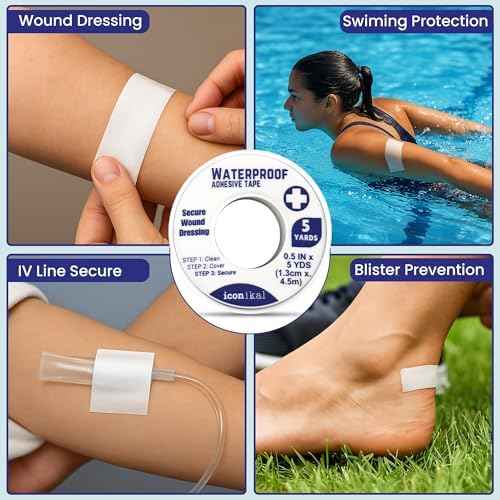 Iconikal 8-Pack First Aid Waterproof Adhesive Tape 0.5 x 180 Inches White