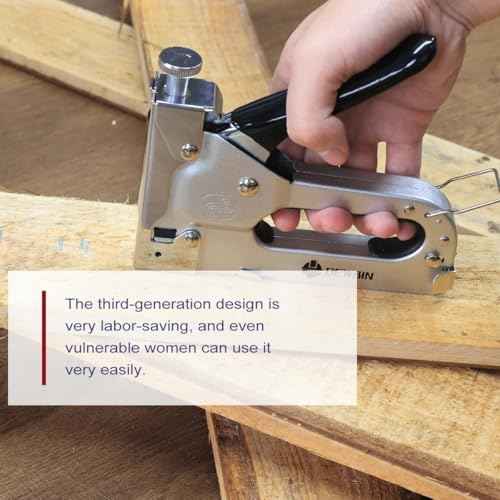 Upholstery Staple Gun Heavy Duty, DEWBIN 4 in 1 Stapler Gun with 2000 Staples, Manual Brad Nailer Power Adjustment Furniture Stapler Gun for Wood, Carpentry, Decoration DIY Staple Gun