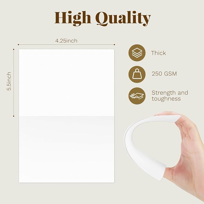 Goefun Blank White Cards and Envelopes 5.5 x 4.25 Folded Cardstock and A2 - Image 2