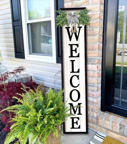 Surfapans Welcome Sign for Front porch Standing 45"X9" Black