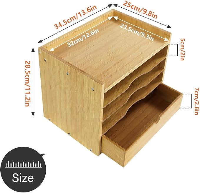 KKTONER 5-Tier Bamboo Desk Organizer - Image 3