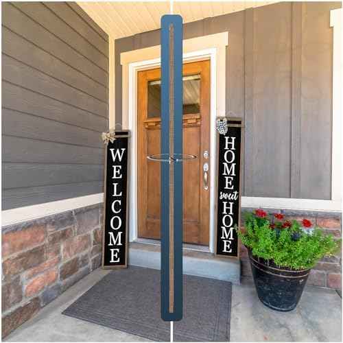 Surfapans Outdoor Welcome Sign for Front Porch 2 Sided 45"X9" Wood Black
