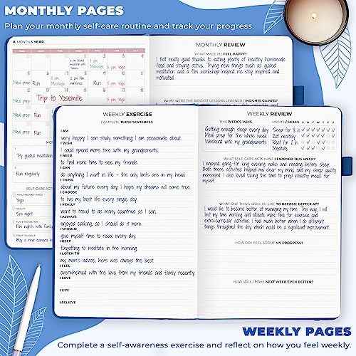 Clever Fox Self-Care Journal for Women, Daily Planner 5.8x8.3 Mystic blue