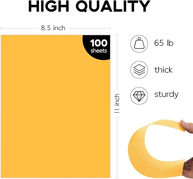 100 Sheets Yellow Cardstock 8.5 x 11 65lb Paper, Goefun Yellow Card Stock - Image 2
