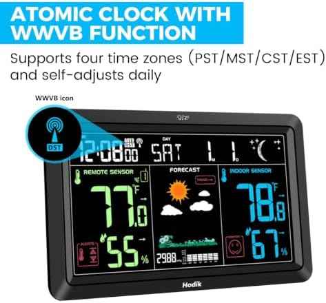Weather Station Wireless Indoor Outdoor Thermometer Clock (Black)