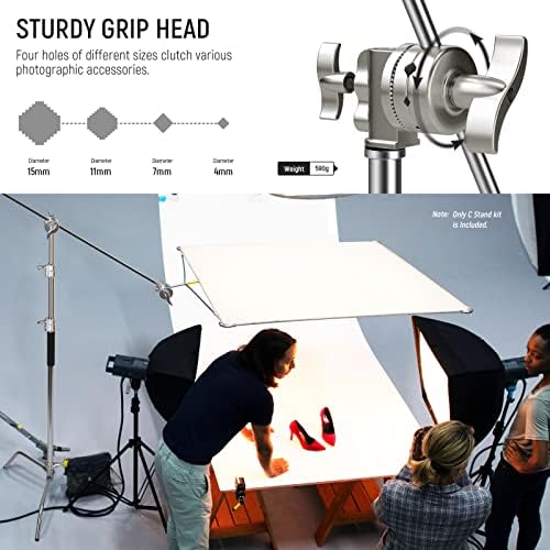 NEEWER C Stand with Boom Arm Pro 100% Stainless Steel, Max 10.8ft/330cm
