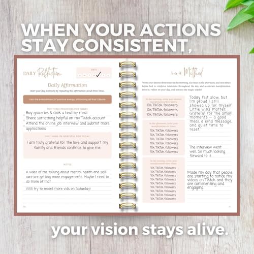 Manifestation Journal for Women, Guided 369 Method, 90-Day Planner - Pink