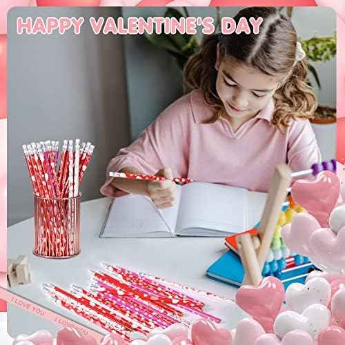 72 PCS Valentines Pencils Bulk Holiday Pencil with Top Erasers Wood Pencils for Classroom, 4 Style(72)