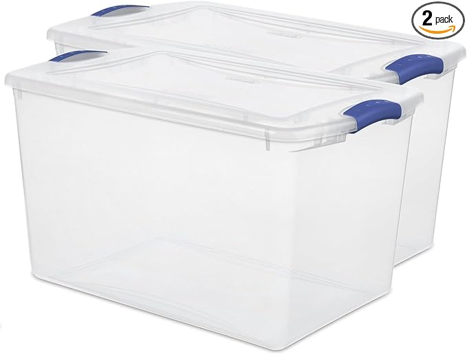 2 Pack 66 Quart Heavy-Large Clear Plastic Storage Bins by Unknown