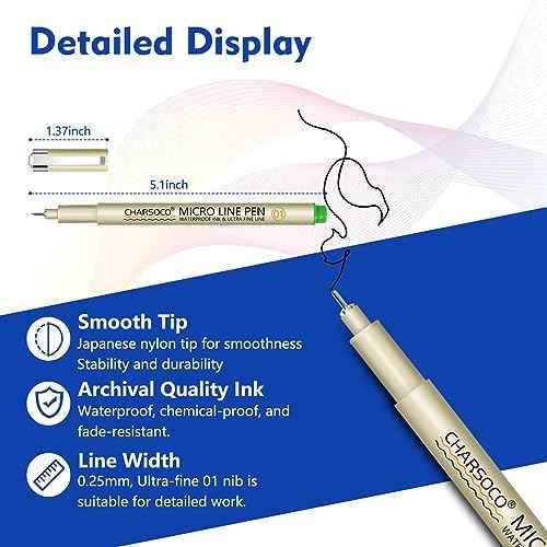 01 Micro Pen, Waterproof Archival Ink, 0.25mm Fineliner Ink Pens for Artist Illustration, Sketching, Anime, Manga, Technical Drawing and Scrapbooking, Fine Point Pen with 24 Colors