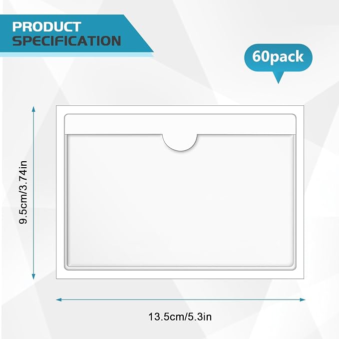 60 Pack 3" x 5" Index Card Pockets - Image 2
