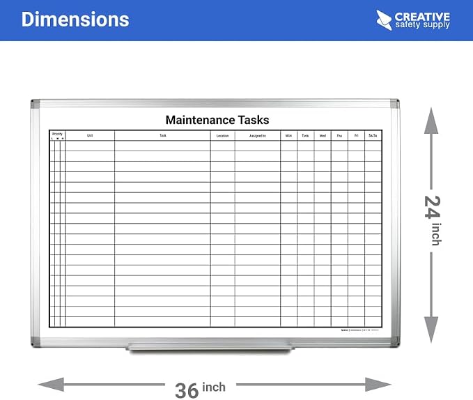 Maintenance Tasks Whiteboard 36"x 24" - Image 3