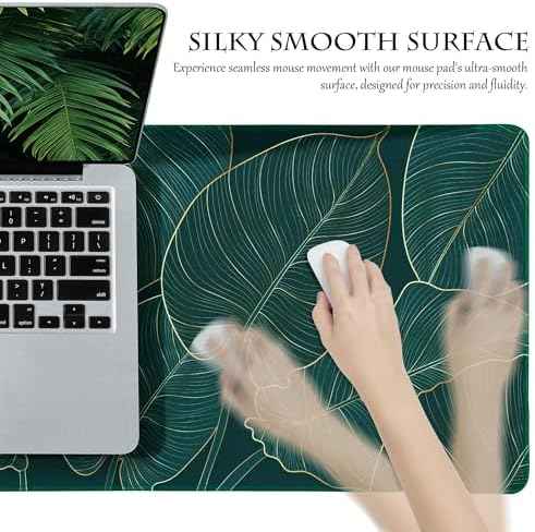 ALOANES Waterproof Mouse Pad with Durable Stitched Edge, XL Extended Desk Pad, Non-Slip Rubber Base Gaming Keyboard Pad for Office & Home, Green Leaves Design (2-Pack, 31.5"x11.8")