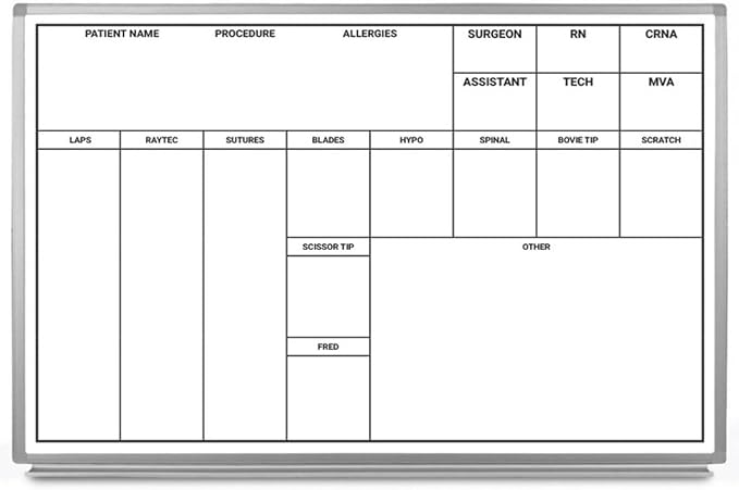 OP-Room Dry-Erase Hospital Whiteboard 60" x 40" by CreativeSafetySupply