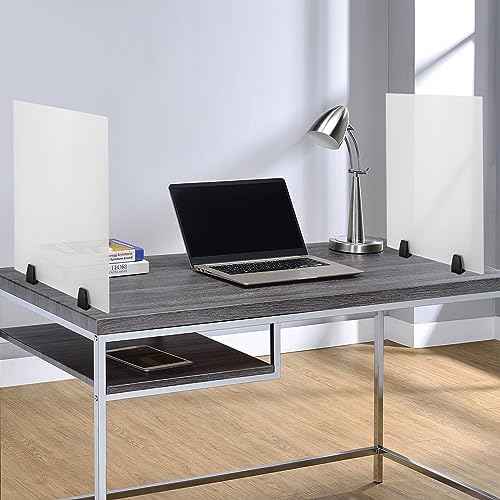 2 Pcs Desk Privacy Panels, 24 x 18 in Clamp-on Acrylic Cubicle Desk Dividers, Dual Frosted Plexiglass, Office Partitions for Schools Classrooms Students Classroom Tabletop
