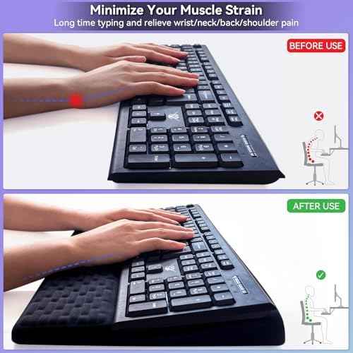 Wrist Rest with Keyboard Stand, Computer Wrist Support Pad, Ergonomic Keyboard Riser Holder Lifter Tray with Wrist Pad, Memory Foam Desk Cushion, Palm Hand Typing for Office Home School
