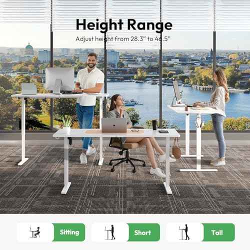 55 x 24 Inch Electric Standing Desk with Drawers, White