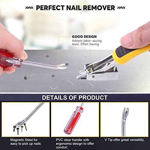 4Pcs Nail Puller and Staple Remover Tool Set, 7" End Cutting Pliers, Staple Puller, Tack Lifter, Fastener Remover, for Furniture Floor Wall Car Photo Frame
