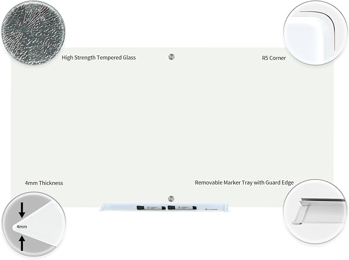 Magnetic Glass Whiteboard 6' x 3', Large Glass Dry Erase Board 70 x 35 Inches - Image 2