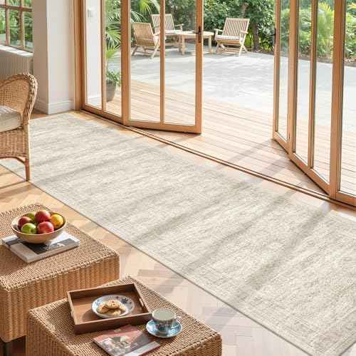 2x10 Runner Rug Non Slip,Washable Hallway Runner Rug,Beige