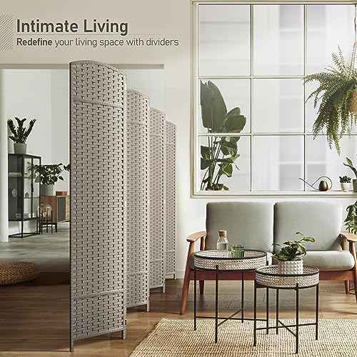 Sorbus Foldable Room Divider, Mesh Privacy Screen (8 Panel, Beige)