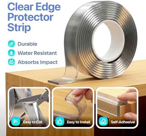 Furniture Corner & Edge Safety Bumpers, 16ft Edge Protector & 4 Clear Corner Protector Baby Proofing. Clear Corner Guards for Corner Table Protector for Kids. Cabinet Edge Protector & Corner Bumpers