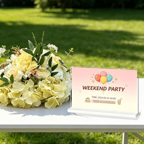 newnewshow Acrylic Sign Holder 11x8.5 Inch 3 Pack Horizontal T Shape Double-Sided Desktop Display Holder for Office, Shop, Party