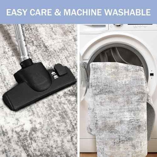 IOHOUZE Abstract Runner Rug 2x10 Ft Washable Runners for Hallways, Non Slip Kitchen Runner Printed Faux Wool Entryway Runner Indoor, Modern Abstract Floor Carpet for Hall Kitchen, Grey Beige