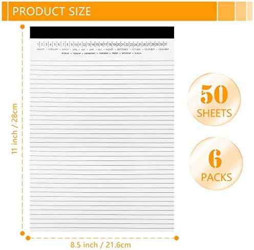 6 Pack Legal Pads 8.5" x 11" Note Pads with Date on Top, 50 Sheets Lined Paper Writing Pads, Narrow Ruled White Notepad Notebook for Office Business School College Supplies