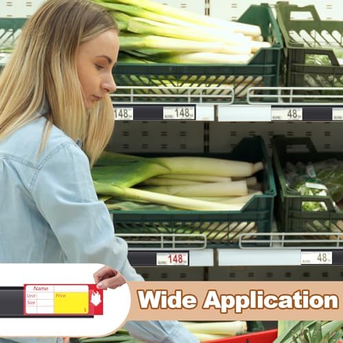 Spiareal 50 Pcs Shelf Label Holders Adhesive Price Tag Strips, Black