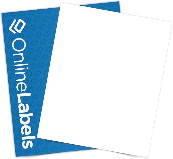 Sticker Paper, 000 Sheets, 8.5" x 11" Full Sheet Label, Works by OnlineLabels