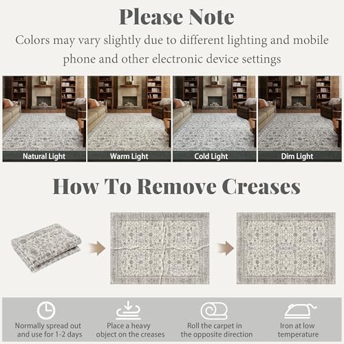 Machine Washable Rugs for Living Room: 8x10 Area Rugs for Bedroom
