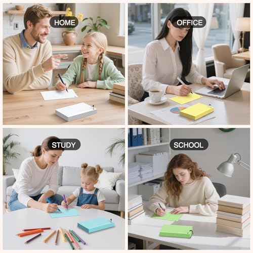 Colored Index Cards 4 x 6 Inch, 160 Count Lined Flash Cards with Ring