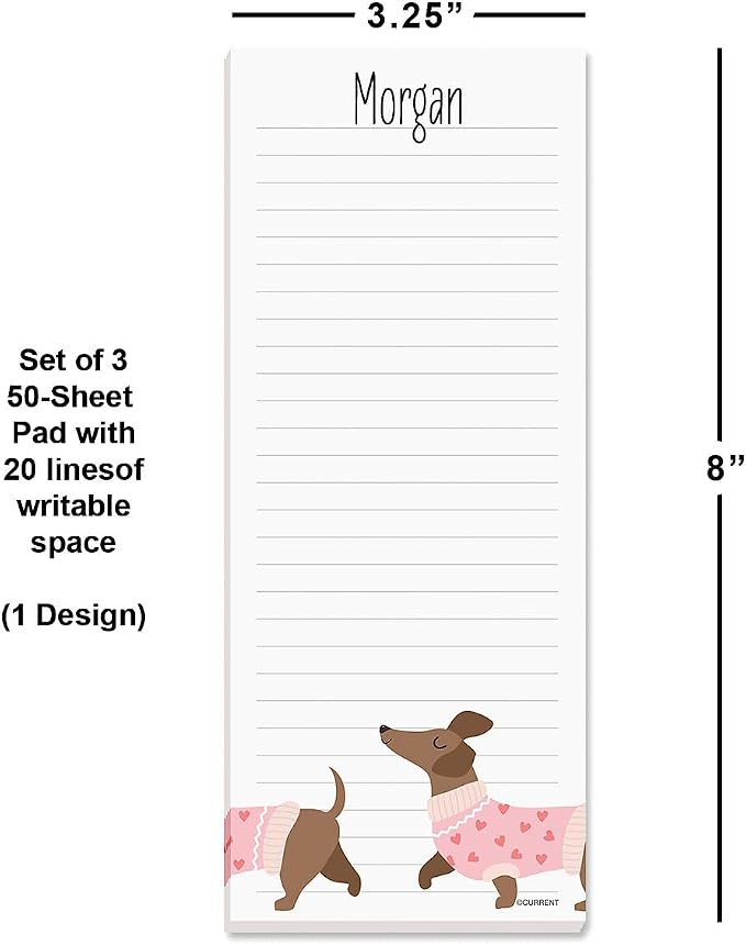 Current Dachshund Lined Personalized Shopping List Pad Set of 3, 50-Sheet Pads - Image 3