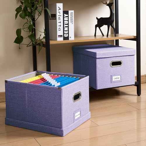 PRANDOM File Organizer Box - Set of 1 Collapsible Decorative Linen