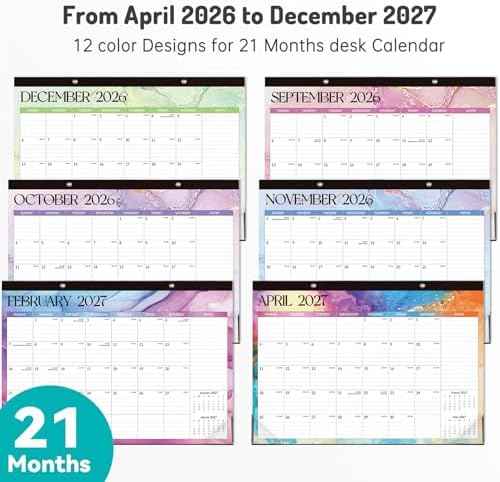 Forvencer Desk Calendar 2026-2027, 21 Months Calendar Apr 2026 to Dec 2027