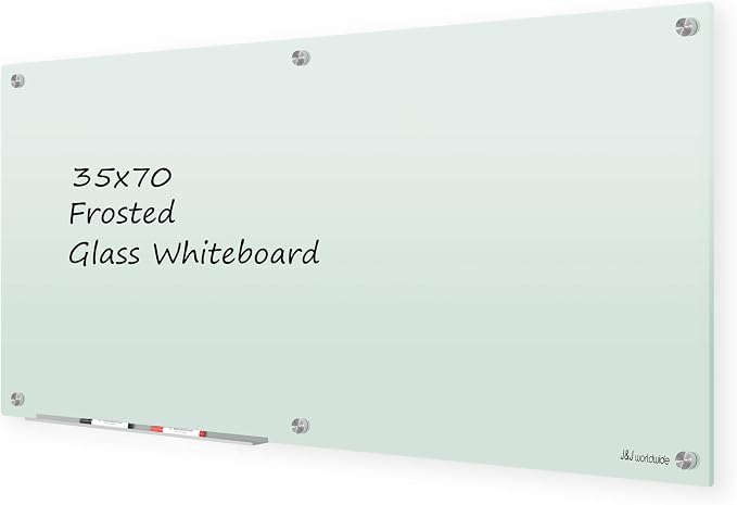 J&J worldwide Glass Whiteboard 6' x 3', Frosted Glass Dry Erase Board by JJworldwide