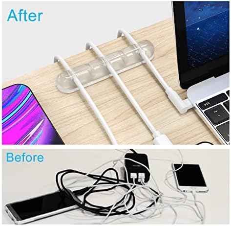INCHOR Cord Organizer, Clear Cable Clips Cable Management, Cable Organizers USB Cable Holder Wire Organizer Cord Clips, 2 Packs Cord Holder for Desk Car Home and Office (5, 3 Slots)